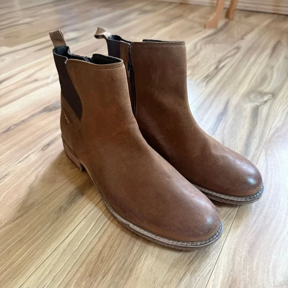 NWOT JOSEF SEIBEL SIENNA 08 BROWN LEATHER ANKLE BOOT WOMEN'S Size 10.5 (41)